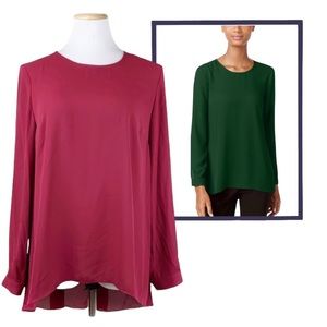 Vince Camuto Dark Chianti (maroon) High/Low Pleated Back Tunic Blouse